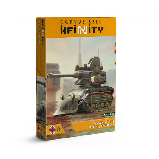 Box for Corvus Belli Infinity game with a tank model on a white background