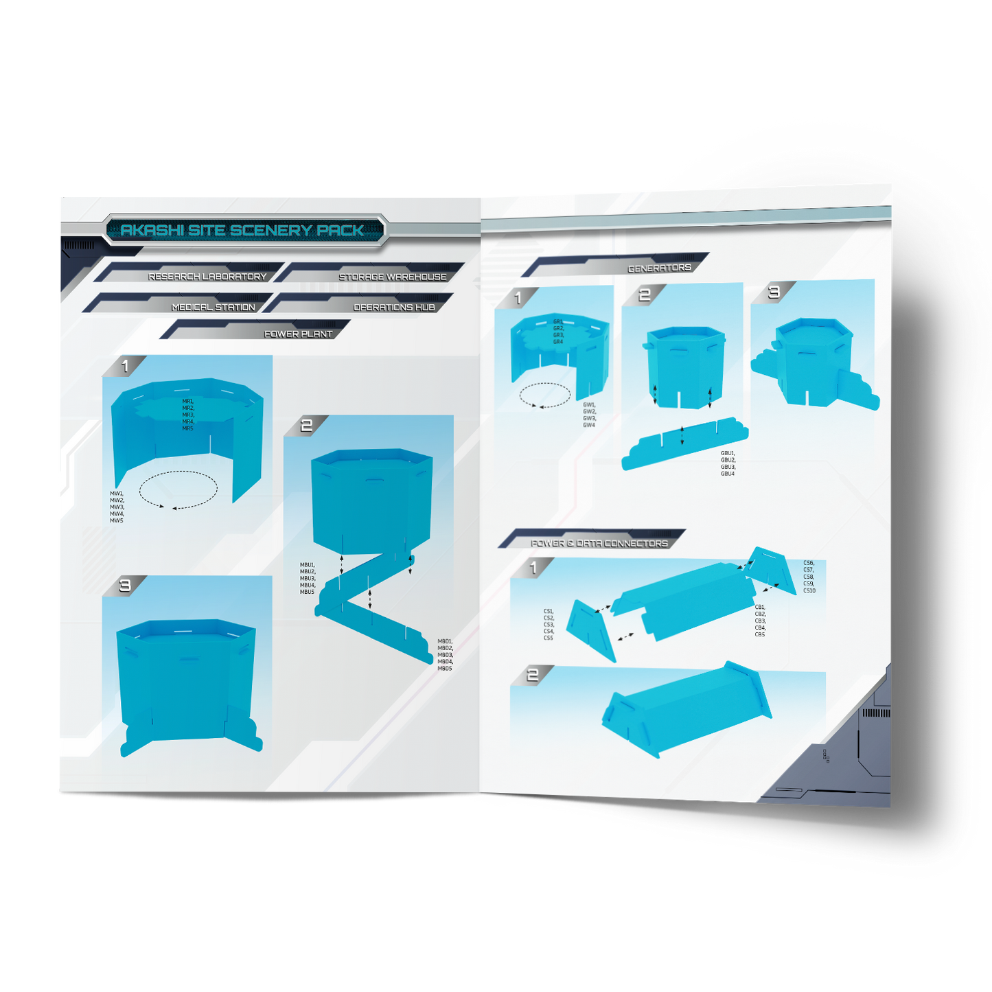 Scenery pack with blue illustrations on a white background