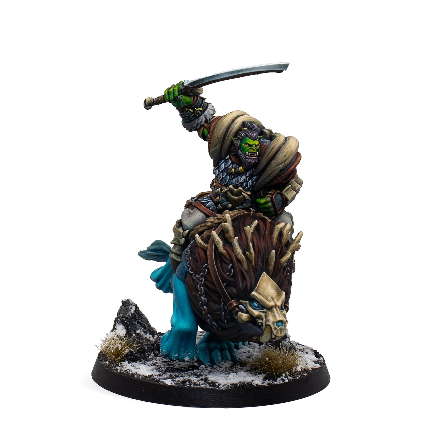 Warg rider with falchion held over head.