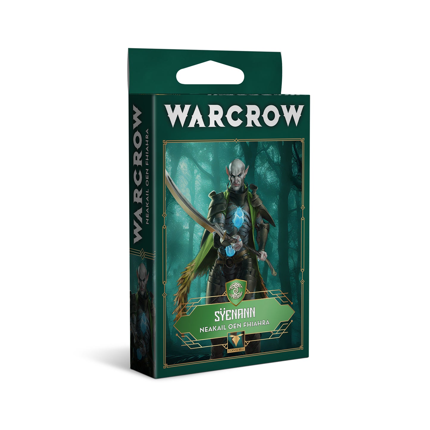 Warcrow packaging with a character illustration on a white background