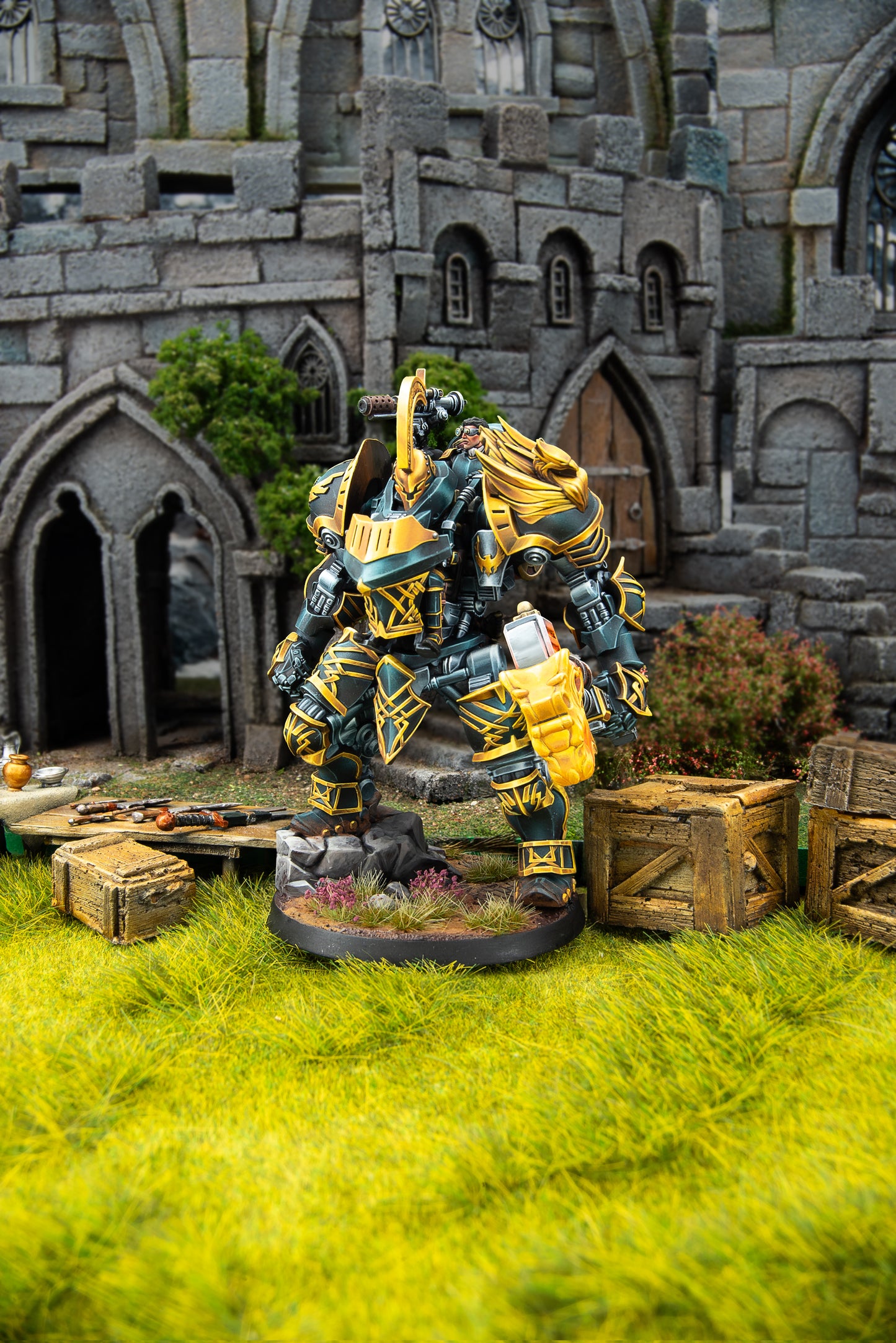 War Rig model shown on grassy field outside caste.