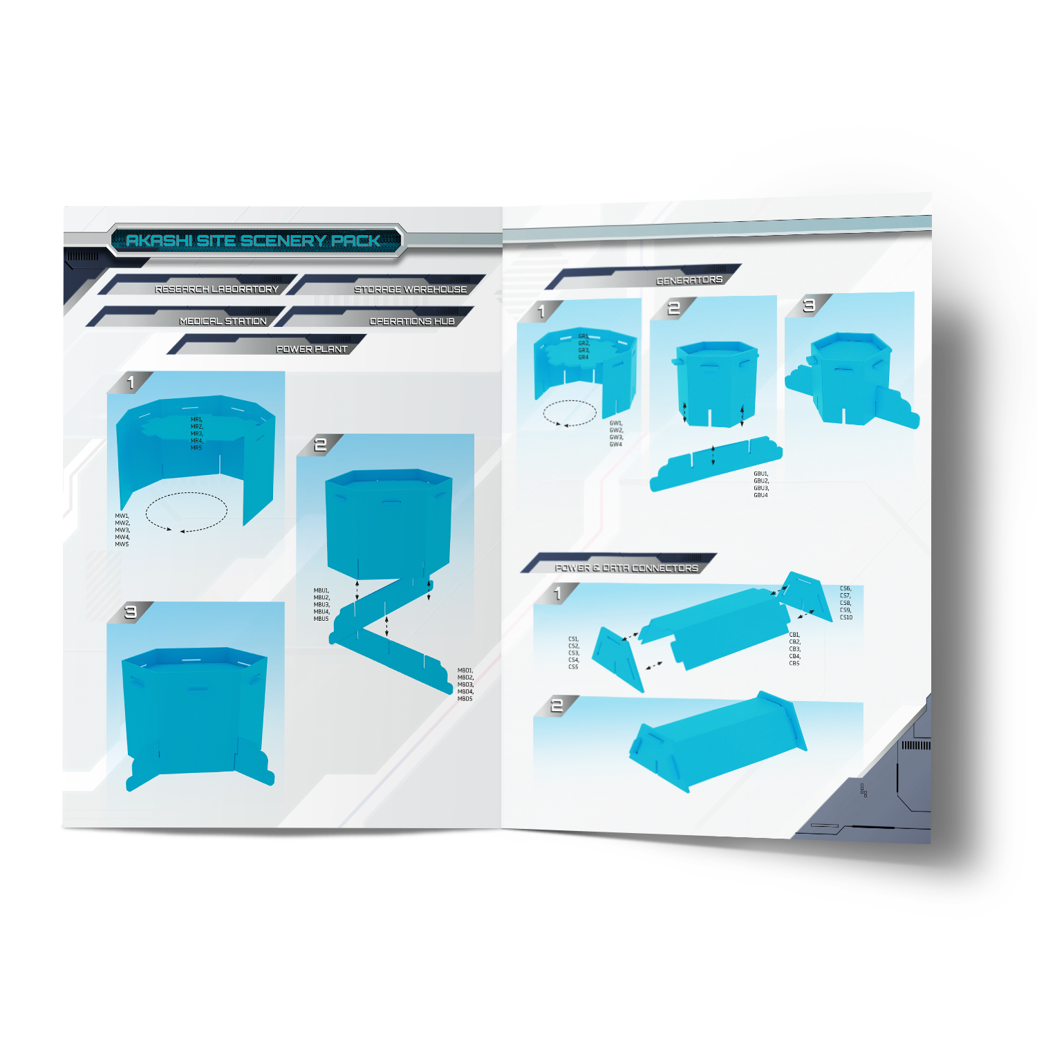 Scenery pack with blue illustrations on a white background