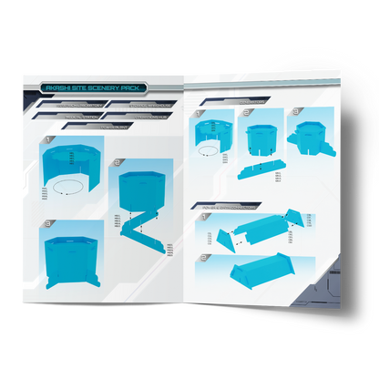 Scenery pack with blue illustrations on a white background