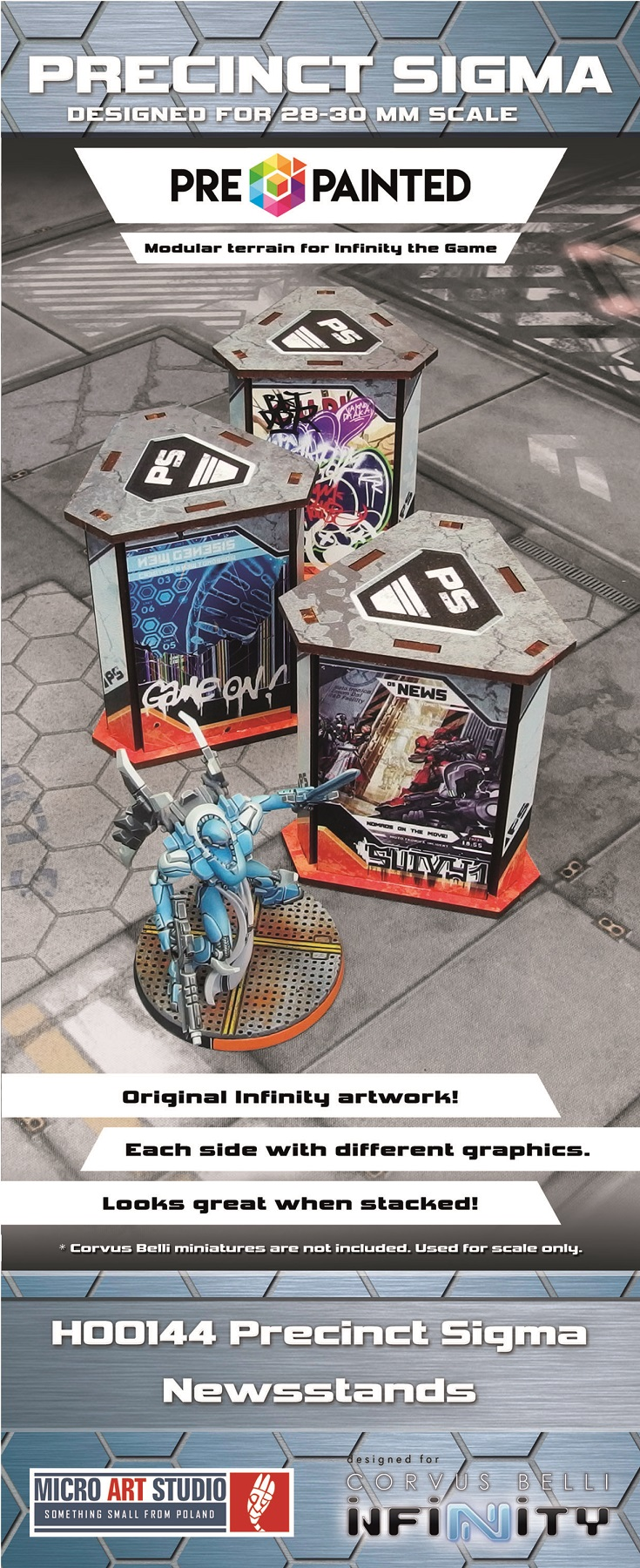 Precinct Sigma Newsstands (3) PREPAINTED (grey)