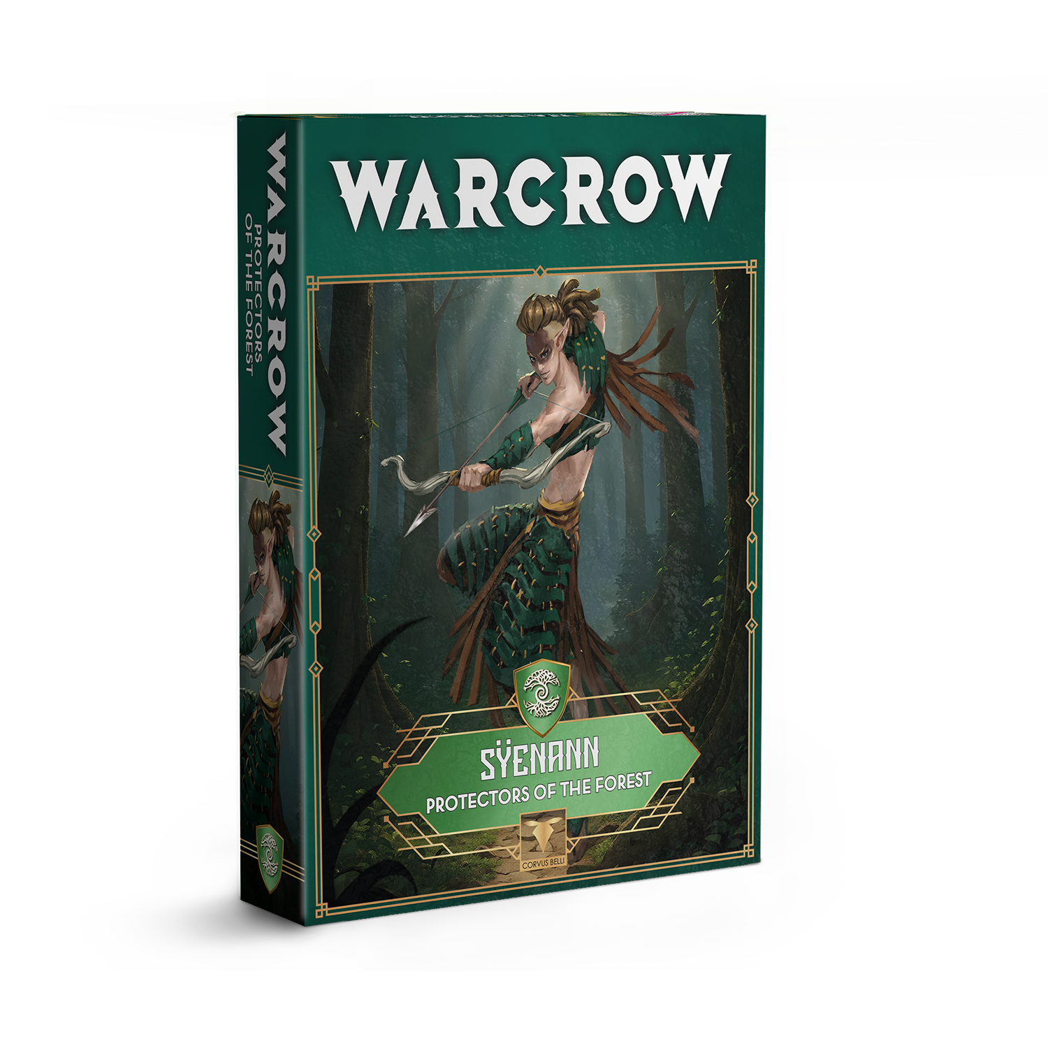 Warcrow game box with a character holding a bow and arrow in a forest setting