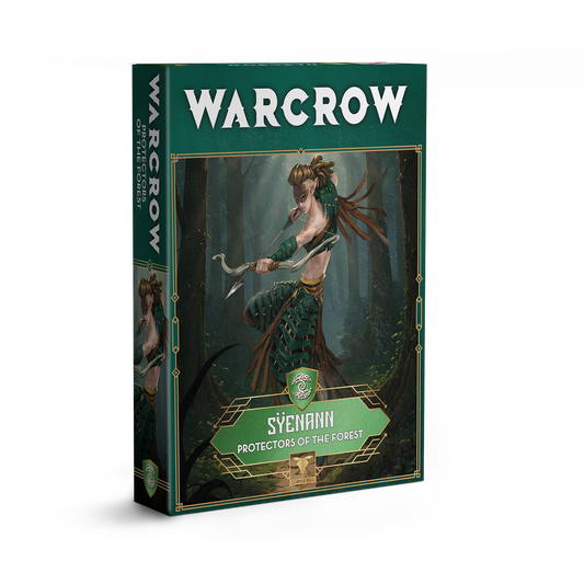 Warcrow game box with a character holding a bow and arrow in a forest setting