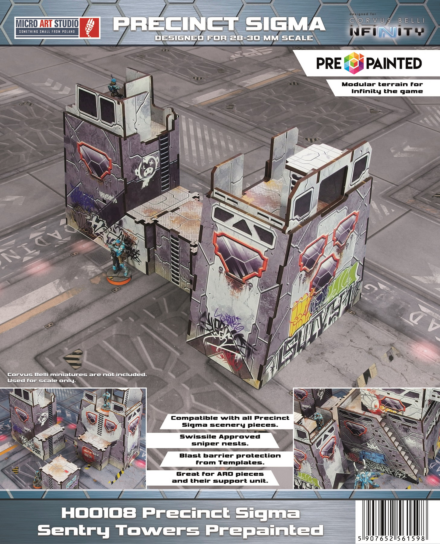 Precinct Sigma Sentry Towers (2) PREPAINTED (grey)