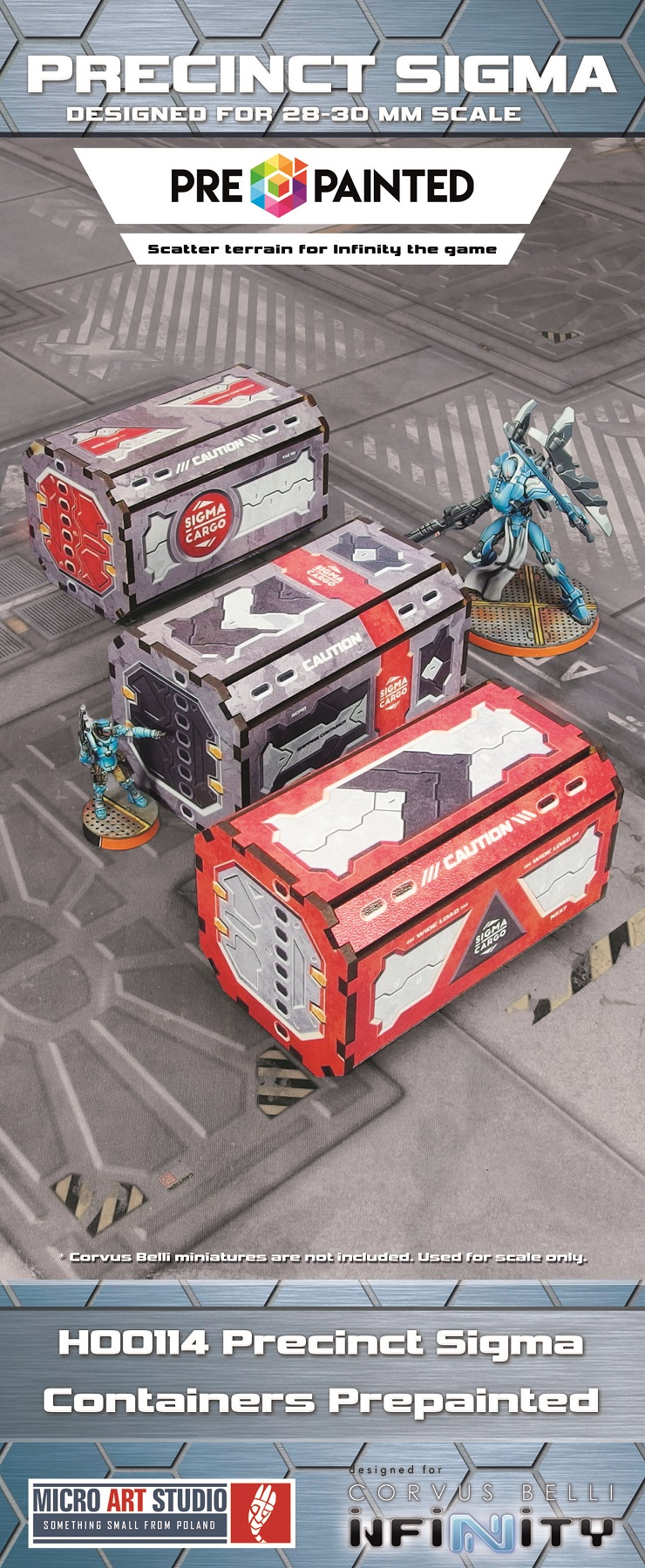 Precinct Sigma Containers (3) PREPAINTED (grey/red)